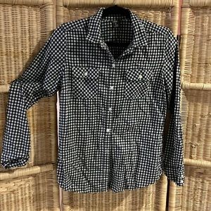 Eddie Bauer Black and White Small Plaid Button Up